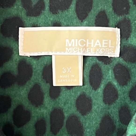 MICHAEL KORS Women's Animal Print Zip Up Jacket, Green Leopard Print, Size 3X - Picture 2 of 7
